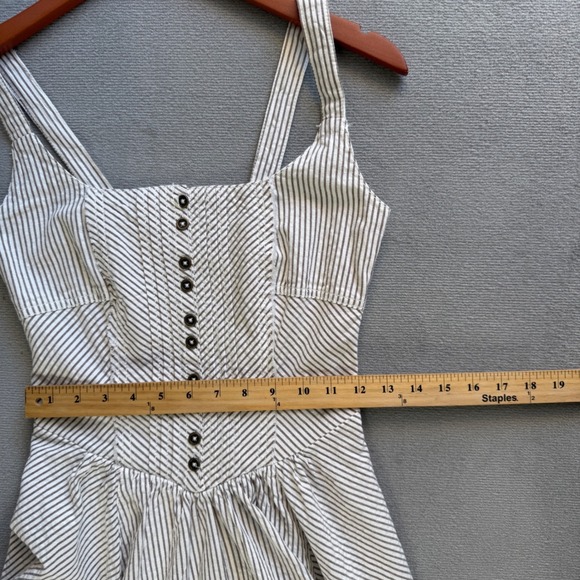 Anthropologie Women's Striped Midi Dress Smocked Back Size 00 Cowgirl Prairie - Picture 12 of 15